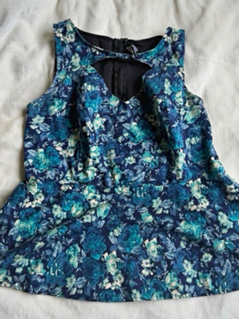 Torrid Premium Floral Peplum Blouse & black distressed skinny jeans